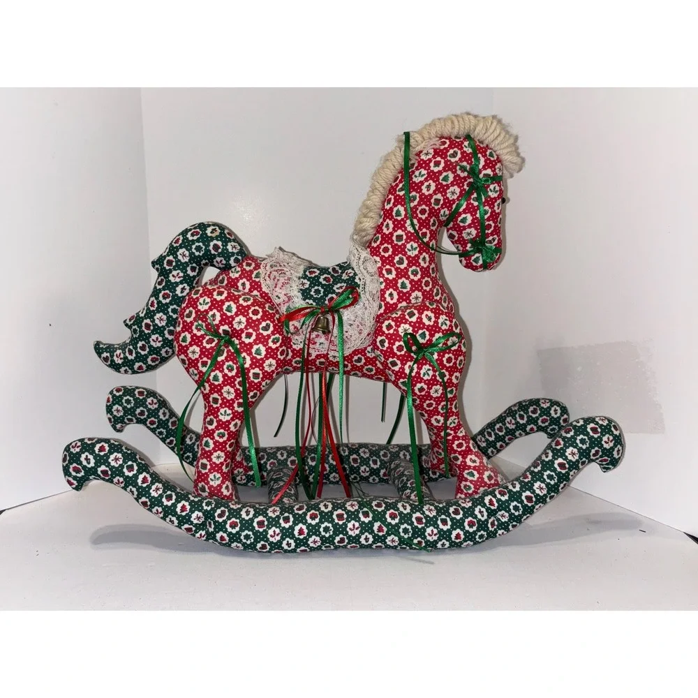 Vintage Quilted Christmas Rocking Horse 12
